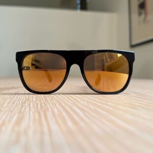 RetroSuperFuture Flat Top Black 24K 092 Sunglasses  - 092/3t 55/18-145